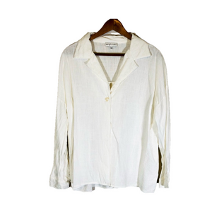 VICI x Summer of Diane White Linen Blend Long Sleeve Shirt Jacket.  Size Large